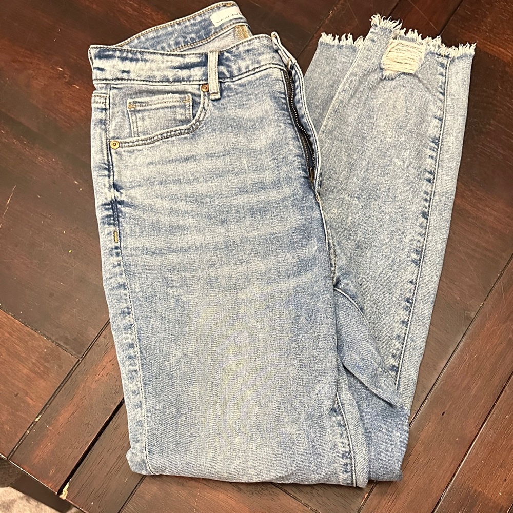 LOFT Light Blue Cropped High-Rise Skinny Ankle Jeans